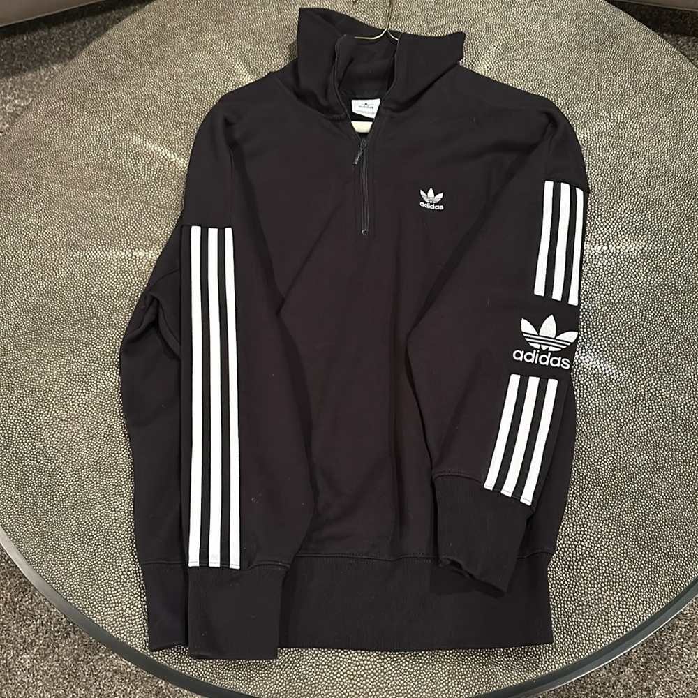 Adidas black and white unisex quarter zip size Small